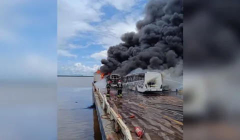 Incêndio em frota de veículos dentro de porto privativo é controlado pelo Corpo de Bombeiros