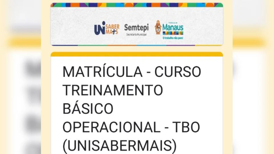 Semtepi abre 2 mil vagas para curso de Treinamento Básico Operacional em Manaus