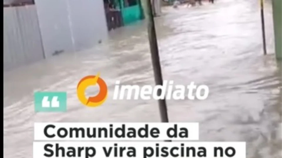 VÍDEO: Rua da comunidade da Sharp fica completamente alagada