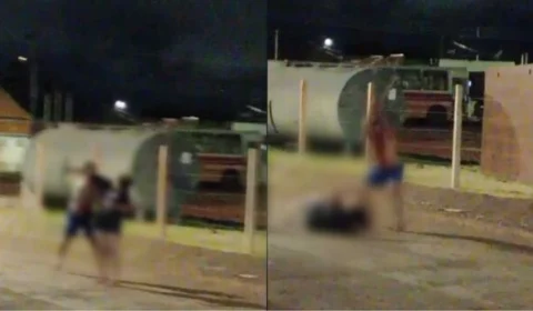VEJA VÍDEO: Marido usa pedaço de pau para espancar esposa na frente das crianças