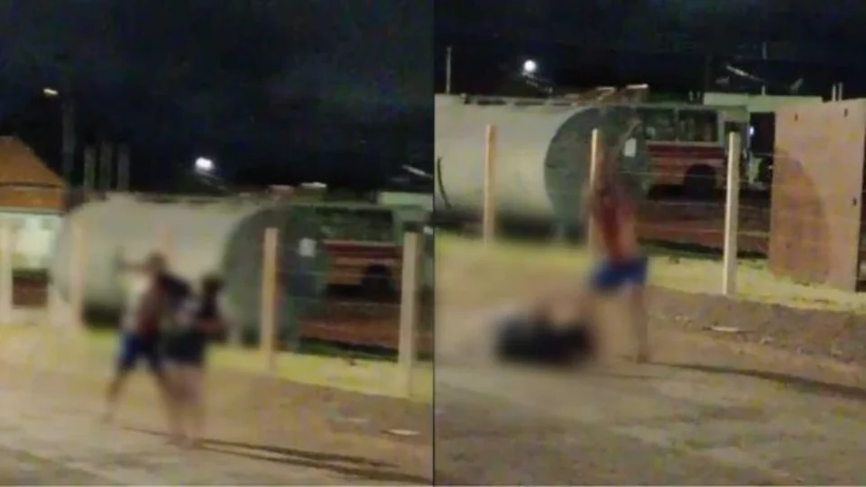 VEJA VÍDEO: Marido usa pedaço de pau para espancar esposa na frente das crianças