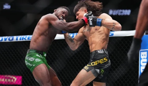 Diego Lopes, lutador amazonense, nocauteia nigeriano no 1º round durante o UFC 300