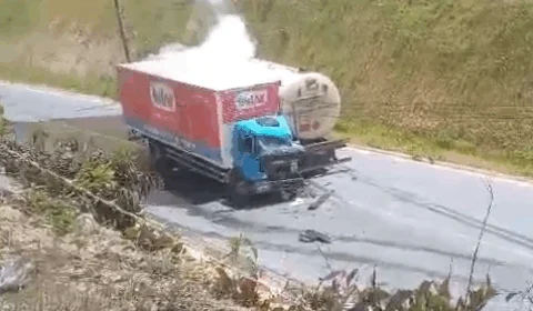 VEJA: Grave acidente de caminhão de transporte de gás natural interdita AM-010