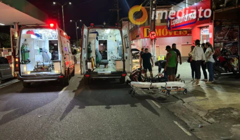 Motorista de app e passageira ficam feridos após colisão com carro na avenida Constantino Nery