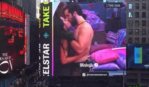 Fãs de Isabelle e Matteus colocam vídeo do casal na Times Square