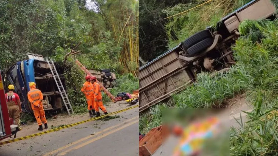 Ônibus capota em Minas Gerais, deixando 7 mortos e 15 feridos