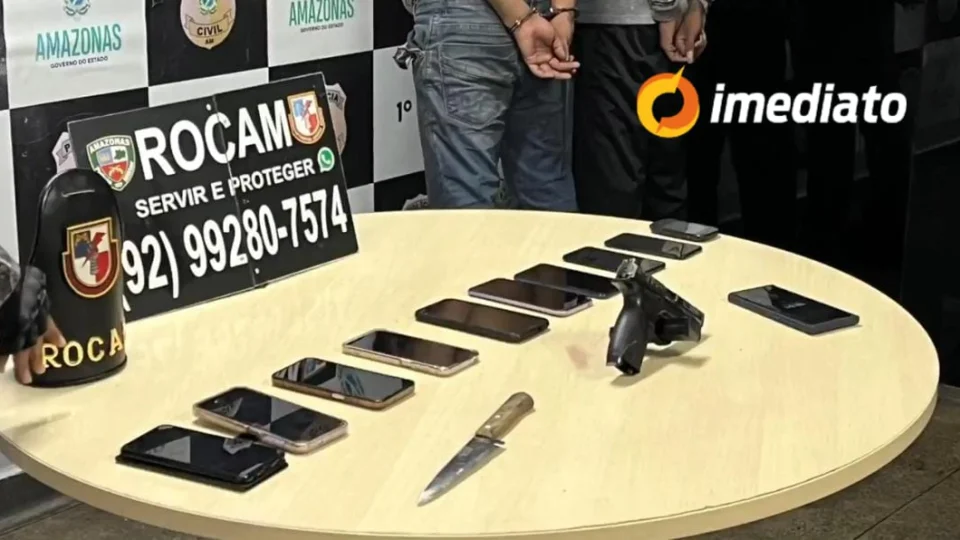 ROCAM prende dupla que assaltou ônibus da linha 652 com 11 celulares, faca e arma falsa