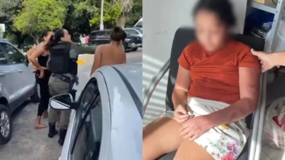 VEJA VÍDEO: mãe espanca filha de 11 anos e policial dá tapa na cara da mulher