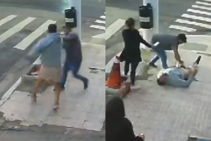 Veja Vídeo: após urinar na rua, delegado é desarmado em briga com morador