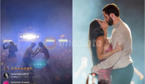 Matteus surpreende Isabelle durante show de Joelma e confirma namoro