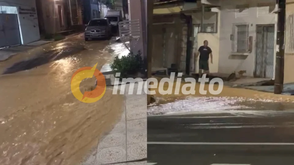 Vídeo: tubulação estoura e rua fica tomada por lama no Santa Luzia