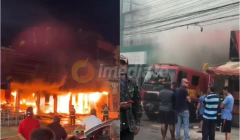 Vídeo: incêndio destrói supermercado no Centro de Manacapuru