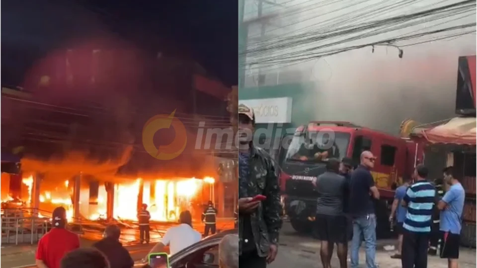 Vídeo: incêndio destrói supermercado no Centro de Manacapuru