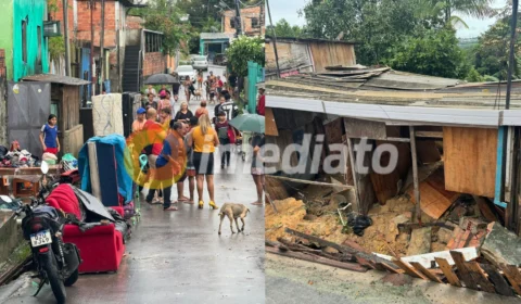 Casa é derrubada por enxurrada e mãe salva filhos pelos cabelos no Tancredo Neves