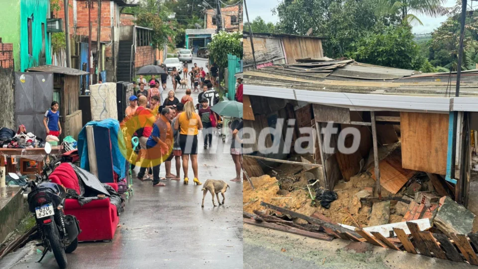 Casa é derrubada por enxurrada e mãe salva filhos pelos cabelos no Tancredo Neves