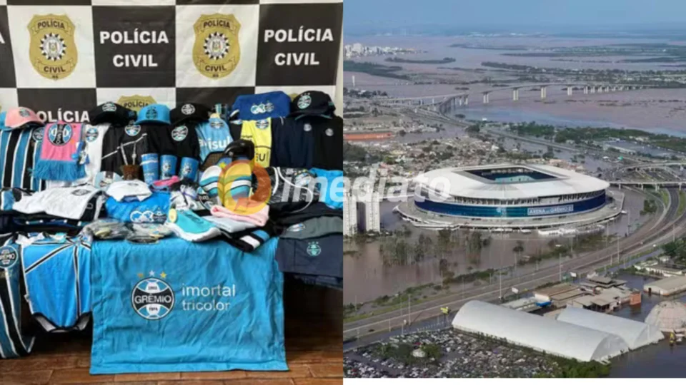Produtos que foram saqueados da loja Arena Grêmio são apreendidos pela Polícia em abrigo de Cachoeirinha de loja