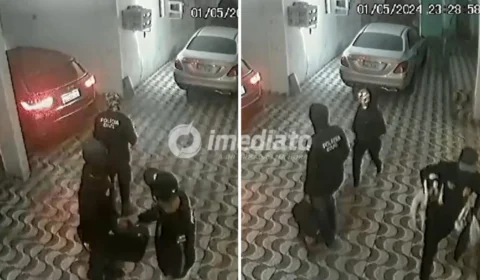 Quadrilha usando camisas iguais da PC-AM invade residência e rouba carro em Manaus