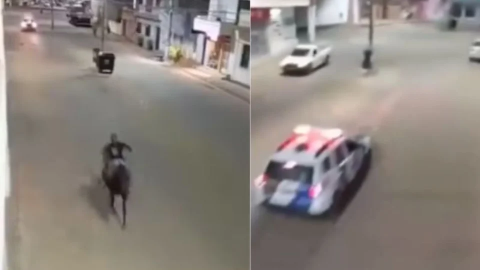 VÍDEO: homem bêbado foge aos gritos da polícia em um cavalo no Espírito Santo