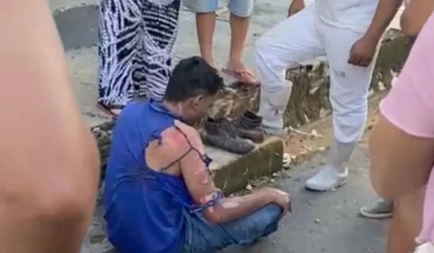 VÍDEO: pintor cai em cima de fio e recebe descarga elétrica em Manaus