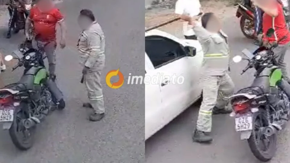 VEJA VÍDEO: Motorista de carreta e motociclista entram em briga com barra de ferro em Manaus