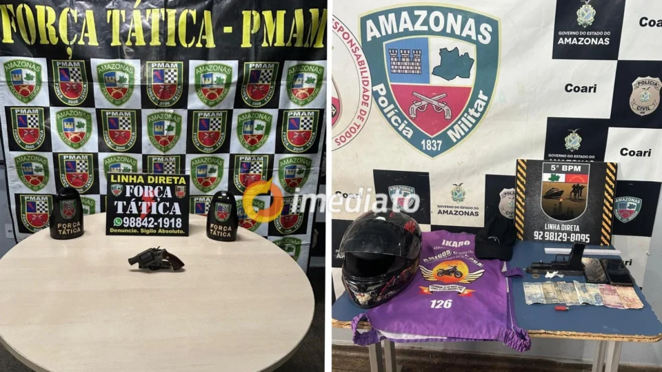 Polícia Militar prende três homens e apreende armas de fogo e drogas no Amazonas