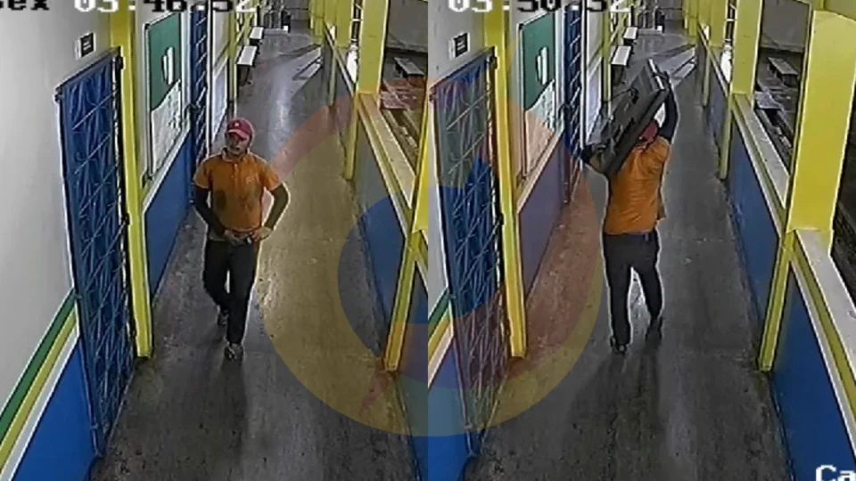 Vídeo: homem invade escola no Crespo e usa faca para entrar em sala e furtar TV