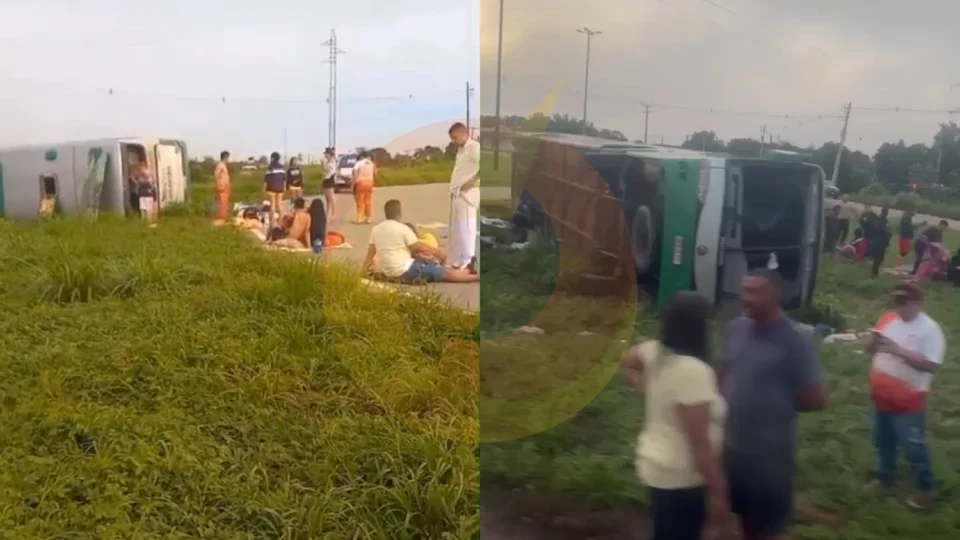 Vídeo: ônibus que transportava quadrilha tomba em Roraima e deixa mais de 20 feridos