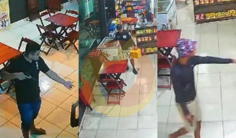 Vídeo: trio armado assalta conveniência e levam celulares, cervejas e picolés em bairro na Redenção