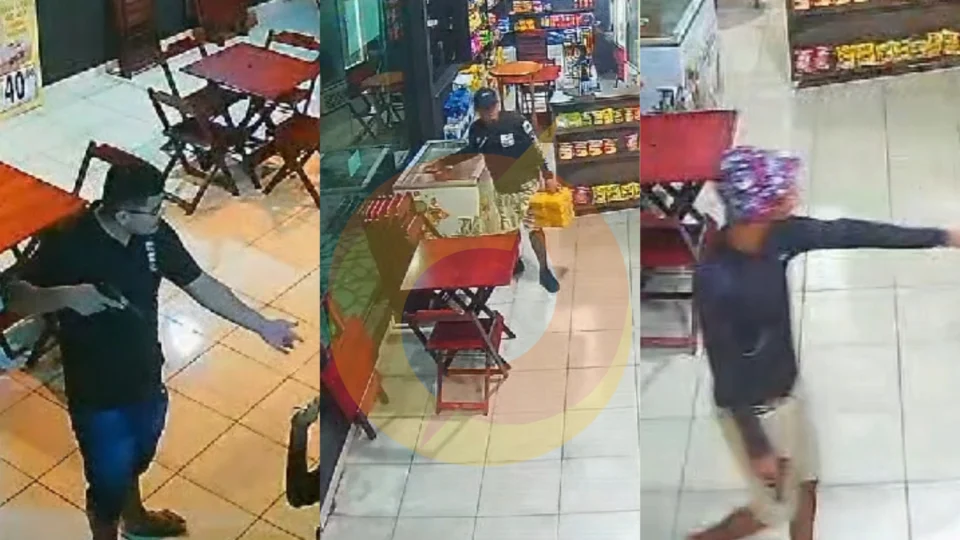 Vídeo: trio armado assalta conveniência e levam celulares, cervejas e picolés em bairro na Redenção