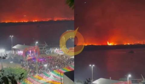 Incêndio no Pantanal cria ‘muralha de fogo’ nas proximidade de arraial no Mato Grosso