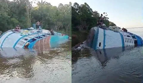 Vídeo: embarcação naufraga próximo de comunidade no interior do Amazonas
