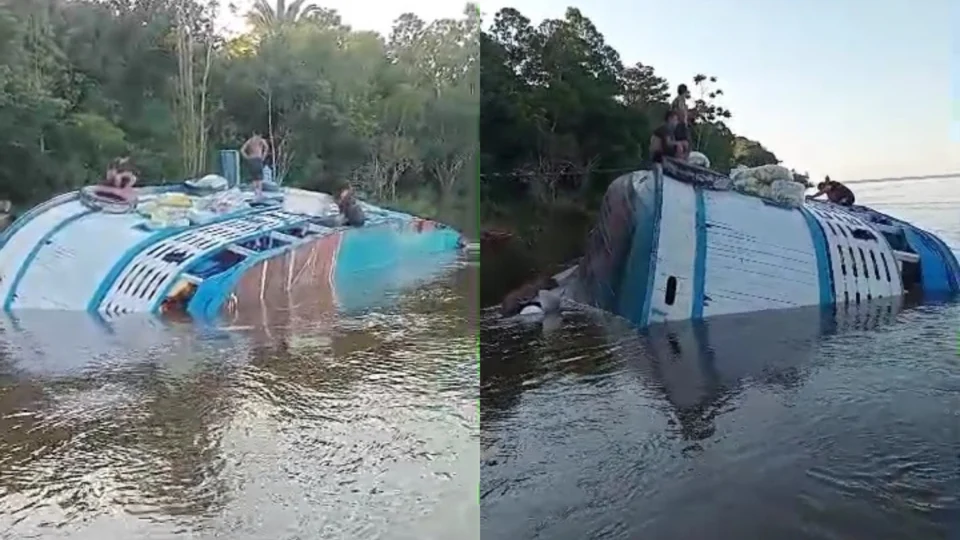 Vídeo: embarcação naufraga próximo de comunidade no interior do Amazonas