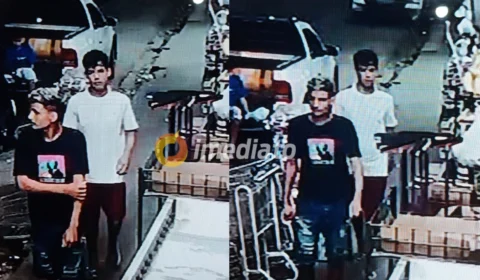 Vídeo mostra o momento em que dupla realiza assalto em mercado no Nova Cidade | VEJA