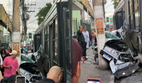 Vídeo: motorista tem carro prensado por ônibus após estacionar de forma irregular São Paulo