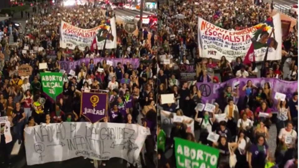 “Aborto legal já”; Manifestantes vão à Avenida Paulista em protesto contra PL