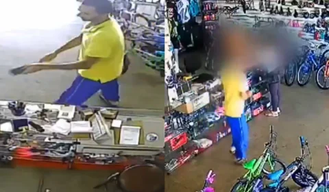 Vídeo: Homem é expulso com chutes de vendedora após tentar furtar celular no DF