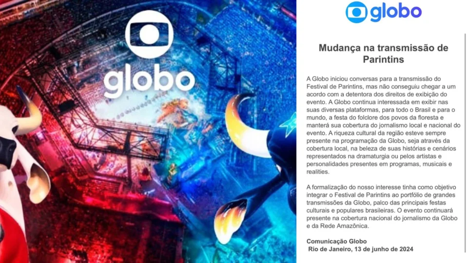 Sem acordo fechado, TV Globo volta atrás e não transmitirá o Festival de Parintins 2024