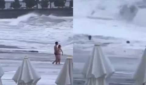 VÍDEO: casal é arrastado por ondas em Sochi, Rússia, a jovem segue desaparecida