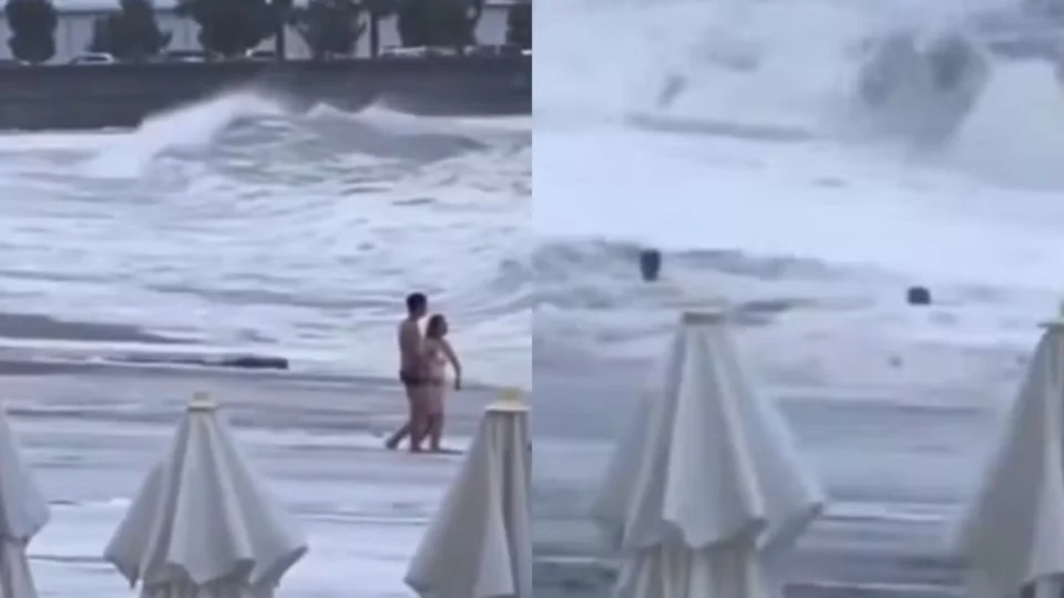 VÍDEO: casal é arrastado por ondas em Sochi, Rússia, a jovem segue desaparecida