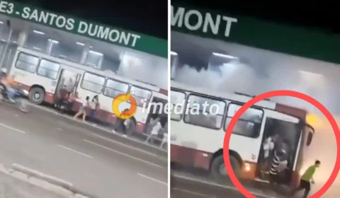 Vídeo mostra desespero de passageiros após ônibus ser tomado por fumaça em Manaus