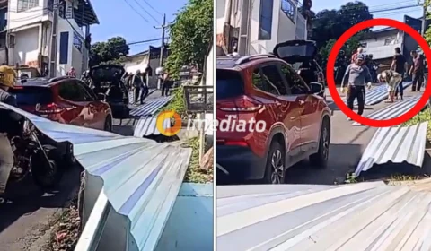 VEJA VÍDEO: porta de caminhão abre e telhas ‘voam’ em direção a veículos em Manaus