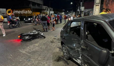 Motociclista fica gravemente ferido após colidir com carro no Novo Aleixo