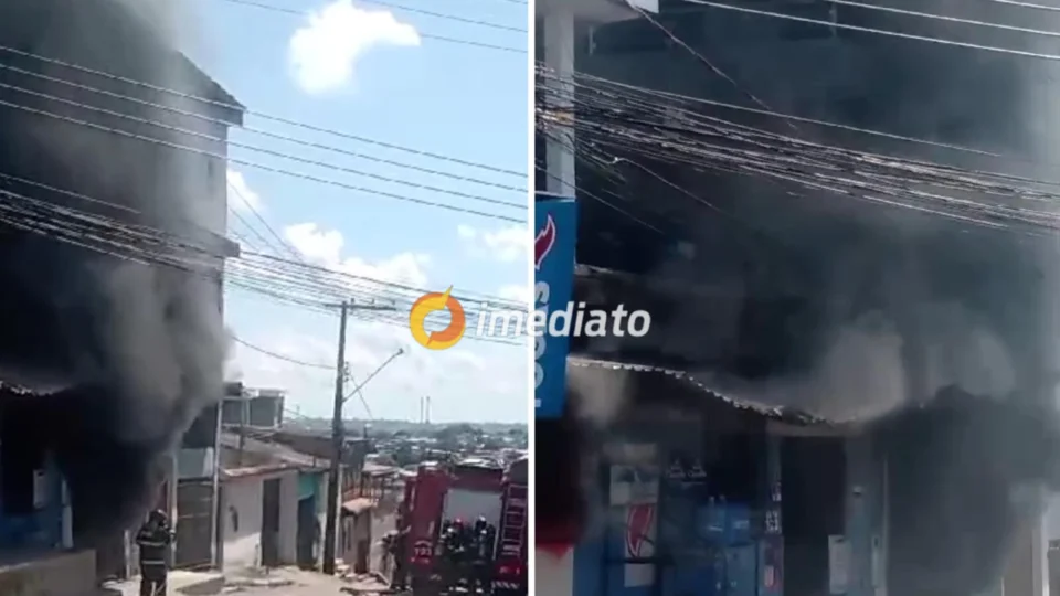 Veja Vídeo: incêndio atinge casa ao lado de distribuidora de gás em Manaus