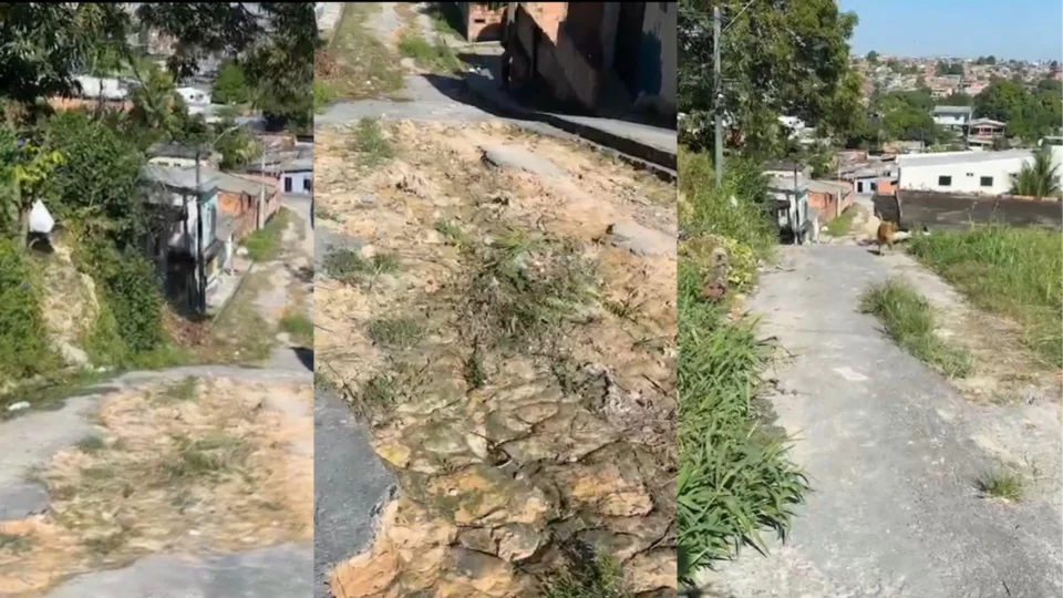 Moradores da rua Salamandra, em Manaus, reclamam da falta de asfalto e acesso difícil a serviços básicos