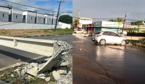 Carro derruba poste e pessoas ficam sem energia elétrica no bairro Aeroporto Boa Vista (RR)