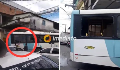 Veja Vídeo: homens quebram janelas de ônibus após veículo bater em carro no bairro Novo Israel