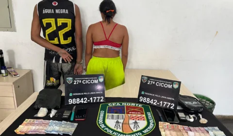 Casal do crime: homem e mulher são presos com celulares e drogas no Novo Aleixo