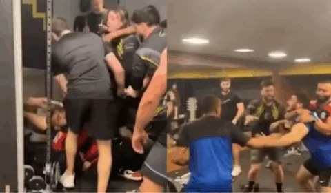 Vídeo mostra alunos trocando socos e empurões dentro de academia