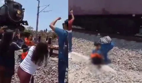 Veja Vídeo: mulher morre ao ser atingida por trem durante foto
