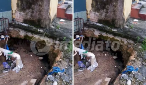 Após reportagem do Imediato, problema de cratera em frente à residência no Coroado é resolvido